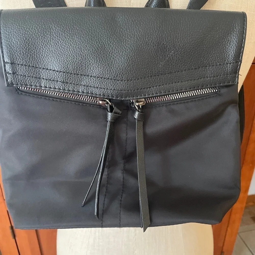 Botkier Mini Nylon and Leather Black Backpack